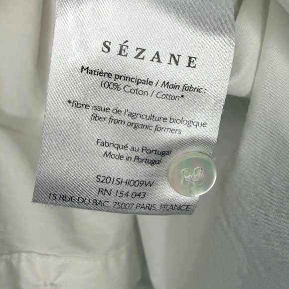 Sézane 100% Organic Cotton Tomboy Shirt White Button Down | Size 34 (US 2) - Picture 6 of 8